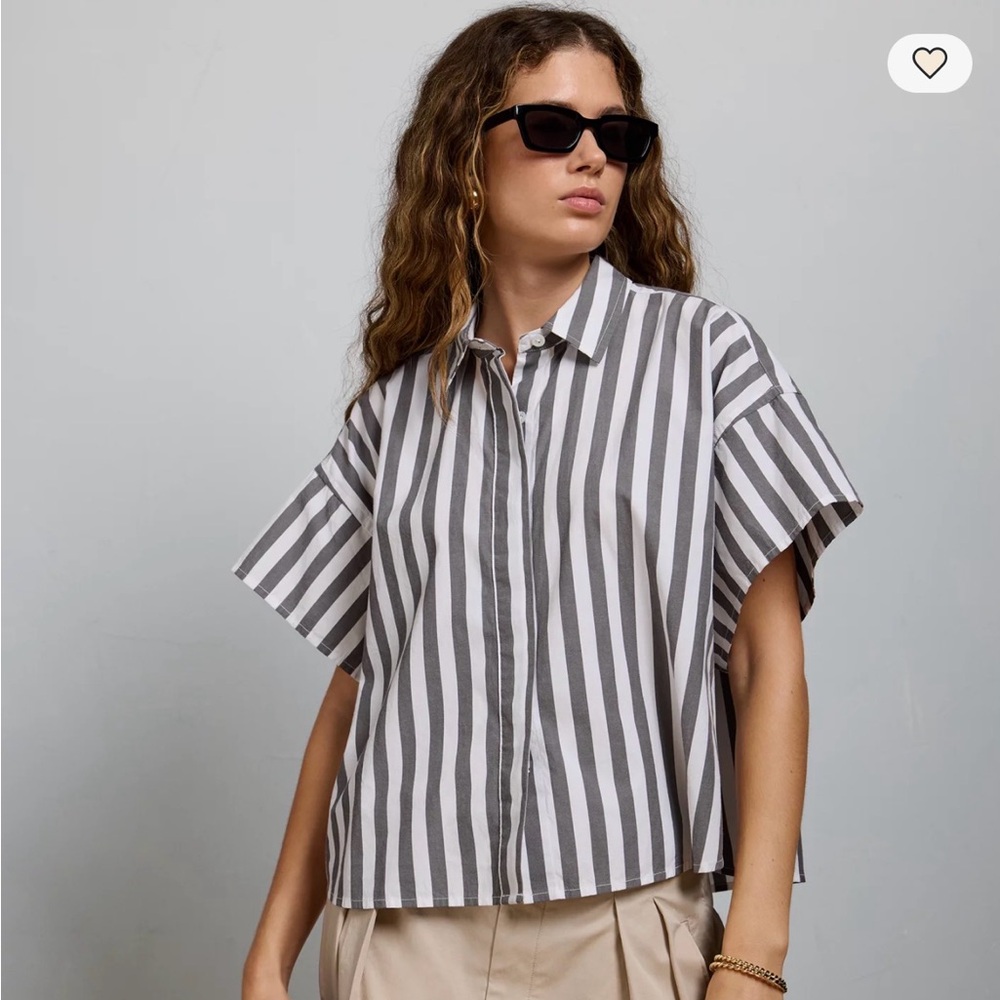 Madewell current striped polin camp shirt xl